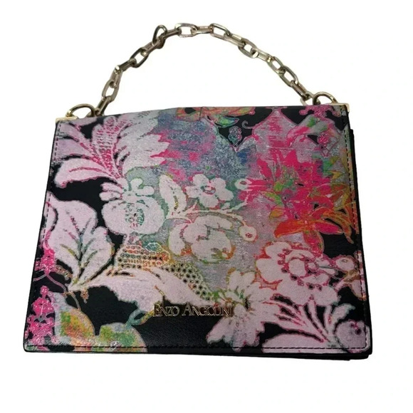 Enzo Angiolini small Floral print bag with gold chain handle - Picture 3 of 12